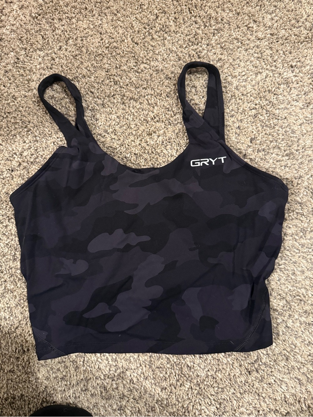 Women's Black Camo Sports Crop Tank Top